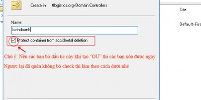 Cách Xóa  (OU) Orgnizational Unit trên Active Directory trên Windows Server 2016 /2012