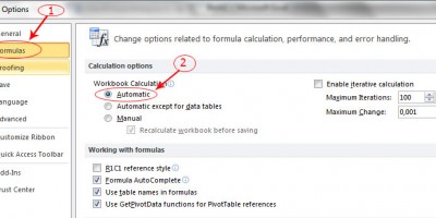 Sửa Lỗi Excel Công Thức Không Tự Động Tính ( Formulas Automatic)